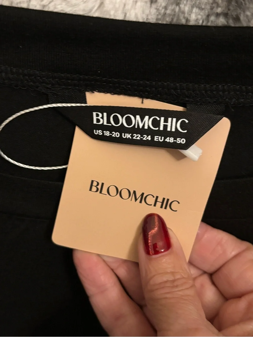 BloomChic Black Puff Sleeve Top with Sheer Embellished Sleeves size 2X (18-20)
